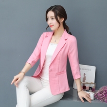 Women's small suit jacket new casual spring and autumn women's seven-point sleeves suit jacket women's cotton small suit jacket 2024 - buy cheap