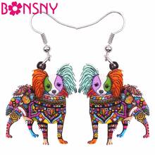 Bonsny Big Acrylic Drop Dangle Long Papillon Dog Earrings 2017 New Fashion Animal Jewelry Accessories For Women Girl Gift 2024 - buy cheap