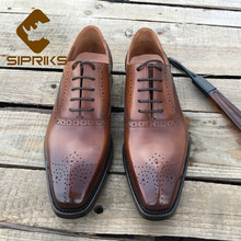 Импортные итальянские мужские кожаные Бриджи SIPRIKS, дизайнерские уникальные туфли-броги с квадратным носком в стиле ретро 2024 - купить недорого