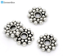 Doreen Box hot-  100PCs Snowflake Spacers Beads Findings 8mm Dia. (B00817) 2024 - buy cheap