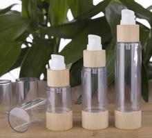 Recipiente para amostra de cosméticos, garrafa a vácuo de bambu vazia para bomba sem ar com 10 tamanhos 20/30/50/80/100ml 2024 - compre barato