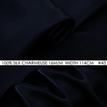 Шелковый шармёз, сатин, ширина 114 см, 16 Момми, 100% натуральный шелк тутового шелкопряда, ткань для шитья свадебного платья в стиле пэчворк, темно-синий цвет NO43 2024 - купить недорого