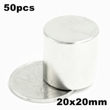 50pcs 20x20mm Super Powerful Strong Bulk Small Round NdFeB Neodymium Disc Magnets Dia 20mm x 20mm N35  Rare Earth NdFeB Magnet 2024 - buy cheap