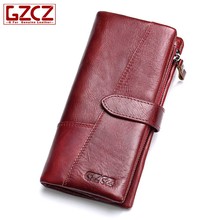 GZCZ 2018 Women Wallet Purse Female Organizer Leather Purse Female Case Phone Pocket Women's Handbag Genuine Leather Carteira 2024 - buy cheap