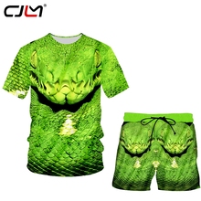 CJLM 2020 New Trend Men's Tshirt Vest Shorts Suit Casual Green Snake 3D Body Printing Clothing Supplier Wholesale 2024 - buy cheap