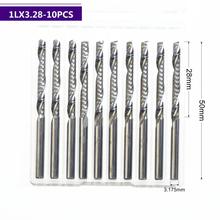 3.175mm*28mm-10pcs,Free shipping 1 Flute spiral End Mill,CNC machine milling Cutter,Solid carbide wood tool,PVC,MDF,Acrylic 2024 - buy cheap