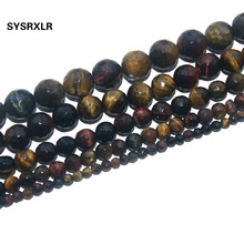 Venta al por mayor, cuentas redondas de ojo de tigre de Color mezclado con piedra Natural facetada para hacer joyería, abalorio para pulsera DIY, collar de 4/6/8/10/12 MM 2024 - compra barato