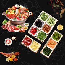Ceramic Plate Sauce Dish Bamboo Dish Food Tray Snack Box Side Sukiyaki Seasoning Tray Platos Condiment Salad Snacks Platter 1set 2024 - buy cheap