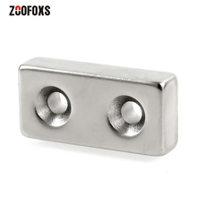 ZOOFOXS 1pc 40x20x10mm Double 5mm Hole Block Countersunk Strong Neodymium Magnet Rare Earth Powerful Magnets 40*20*10mm 2024 - buy cheap