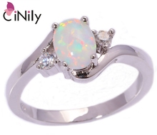 CiNily Created White Fire Opal Cubic Zirconia Silver Plated Wholesale Hot Sell for Women Jewelry Ring Size 7 8 OJ5967 2024 - buy cheap