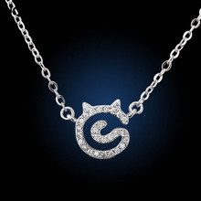 Drop Shipping 925 Sterling Silver Necklaces & Pendants Crystal Cat Silver Necklaces Jewelry Collar Colar 2024 - buy cheap