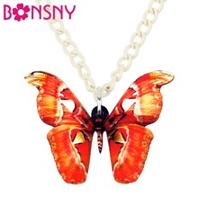 Bonsny-Collar con colgante de mariposa naranja para mujer y niña, joya única de acrílico, cadena, Animal e insectos, accesorios de regalo 2024 - compra barato