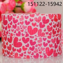 50yards 7/8 " 22 mm white background red hearts pattern Valentine prints grosgrain ribbon tape free shipping 2024 - buy cheap