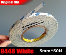 (5mm * 50M) Double Sided Sticky Tape for Tablet Mobilephone LCD /Touch Panel /Dispaly /Screen Housing Glass PCB Repair 3M White 2024 - buy cheap
