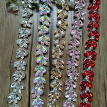 Free Shipping  5 yards Crystal Rhinestone Trim, Rhinestone Applique, Bridal Applique,Wedding Applique,Rhinestone Chain TONG026 2024 - buy cheap