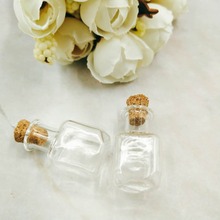 10 mini garrafas de vidro retangular garrafas fofas com rolha garrafas pequenas presentes frascos com pingente frascos de óleo de perfume 2024 - compre barato
