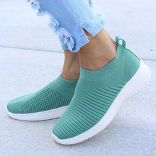 Women's shoes knitting socks sneakers, spring and summer net cloth large size round head flat shoes walking krasovsky farmera 2024 - buy cheap