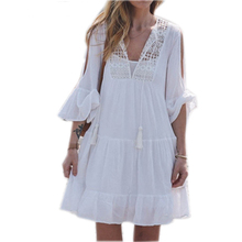 2021 New Arrivals Pareo Beach Outings Dress Sexy Swimsuit Cover up White Rayon Swimwear  Ladies Robe de Plage Saida de Praia 2024 - buy cheap