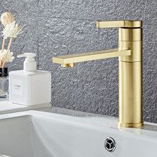 Basin Faucet Solid Brass Bathroom Faucet Cold And Hot Water Mixer Sink Tap Single Handle Deck Mounted Brushed Gold Tap 2024 - buy cheap