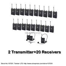 NEW Tour guiding training Takstar UHF-938 UHF frequency Wireless Tour Guide System 50m Operating Range 2 Transmitter+20Receivers 2024 - buy cheap