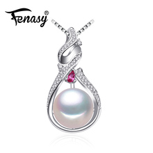 FENASY-collar de perlas naturales para mujer, colgante de hoja grande de Plata de Ley 925, joyería de compromiso para boda y fiesta 2024 - compra barato