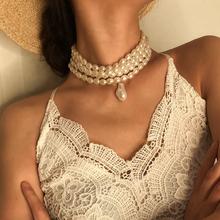 Elegant Women Multi-layer Faux Pearl Beaded Choker Necklace Party Jewelry Gift 2024 - buy cheap