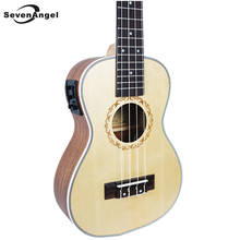 SevenAngel 23 дюймов концертная акустическая электрическая гитара укулеле мини Гавайская 4 струны Гитары ингман Ель панель Ukelele с Пикап EQ 2024 - купить недорого