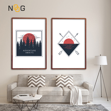 NOOG Nordic Sunset Landscape Posters And Print Black And Red Minimalist Wall Art Canvas Painting For Living Room Decoration 2024 - buy cheap