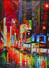 Pintura abstrata moderna a óleo em tela, artesanal, paisagem, quadros de decoração para casa, cidade de nova york, artes finas 2024 - compre barato