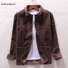 Schinteon Men Corduary Jacket 100% Cotton Loose Autumn Outwear Japanese Style Fashion High Quality New Arrival 2024 - buy cheap