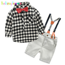 2PCS/0-7Years/Spring Summer Baby Boys Clothes For Kids Costume Gentleman Plaid Shirt+Denim Shorts Children Clothing Sets BC1216 2024 - buy cheap