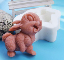 Vela de silicone feita à mão, faça você mesmo, decoração de bolo, molde de coelho do bebê 2024 - compre barato