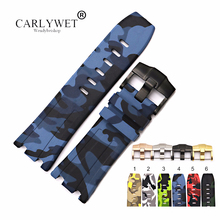 CARLYWET 28mm Wholesale Camo Waterproof Rubber Watchbands Silicone  Replacement Wrist Watch Band Strap Belt With Buckle 2024 - buy cheap