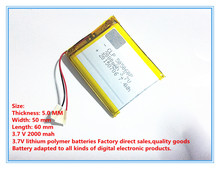 505060 li-polymer battery 3.7v 2000mah for gps Rechargeable Battery For MP4 MP5 GPS PSP DVD mobile video game PAD E-books 2024 - buy cheap