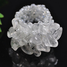 Anillo de dedo elástico hecho a mano, Cuenta de cristal blanco, tamaño 8-9 X015 2024 - compra barato