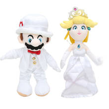 Set of 2 Super Mario Toys 25cm Odyssey Wedding Dress Groom Costume Mario Princess Peach Cappy Cat Plush Toy Doll Halloween Toy 2024 - buy cheap