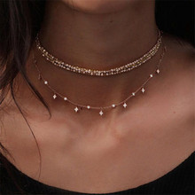 New Fashion Arrival Multi-layered Clavicle Chain Hand-Beaded Necklace For Women Gold Color Crystal Charm Pendant Choker Collar 2024 - buy cheap