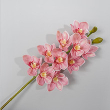 2 unidades de flores decorativas de orquídea pu 3d, efeito de impressão digital, toque real, rosa, orquídea para casamento 2024 - compre barato