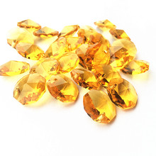 Lote de perlas octagonales de cristal de 14mm, 1 orificio para hebras y piezas de candelabro, accesorios de decoración, Color dorado, 100 unidades 2024 - compra barato
