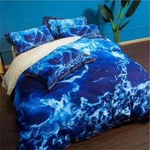 Conjunto de cama azul sea, capa de edredom e fronha para cama caseira, tecidos 2024 - compre barato