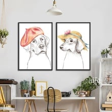 Póster de lona de animales de dibujos animados nórdicos e impresiones, pintura de perro bonito, imagen Modular de pared para habitación de niños, decoración de guardería 2024 - compra barato