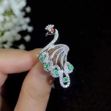 Anillo de esmeralda de cisne, anillo de Esmeralda Real y Natural, joyería fina de Plata de Ley 925, Gema para hombre o Wowen 2024 - compra barato