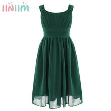 Iiniim-vestido plissado infantil para meninas, vestidos de festa de aniversário, chiffon, verão, flores, princesa, vestido de casamento 2024 - compre barato