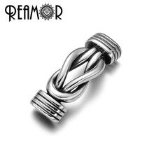 REAMOR 5pcs 316l Stainless Steel Infinity knot Connectors For 12*6mm Leather Men Bracelet Jewelry Making DIY Bangle Metal Beads 2024 - buy cheap