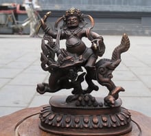 xd 002675 7"Tibet Buddhism Red Bronze White Jambhala Sit on Dragon Wealth Buddha Statue 2024 - buy cheap