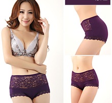 Free shipping High waist Lace Underwear women Briefs Bamboo fiber panties for female 5pcs/lot 10colors Free size 2024 - buy cheap