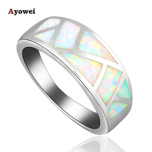 Gifts for Valentine's Day Simple Style High Quality White Fire Opal Silver Stamped Rings USA Size #6#7#8#9#10 OR831A 2024 - buy cheap