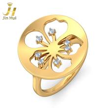 Jinhui Women The Dutiful Hibiscus Ring Solid 18K Yellow 750 Gold 0.105CT Natural Diamond  Jewelry  Free Engraving 2024 - buy cheap