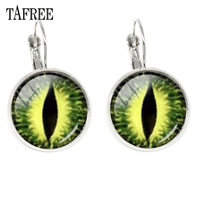 TAFREE-pendientes redondos de cristal con forma de cabujón para mujer, arete de color amarillo y verde, joyería de tendencia, ojo malvado, foto artística, EY260 2024 - compra barato