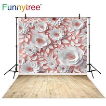 Funnytree backdrop for photographic studio pastel pink wedding handmade paper flower fashion wooden floor photography background 2024 - buy cheap